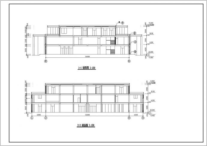 某双层高档会所建筑设计CAD施工图（含屋面排水示意图）_图1