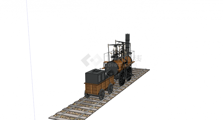 欧式复古木制火车头su模型-图二