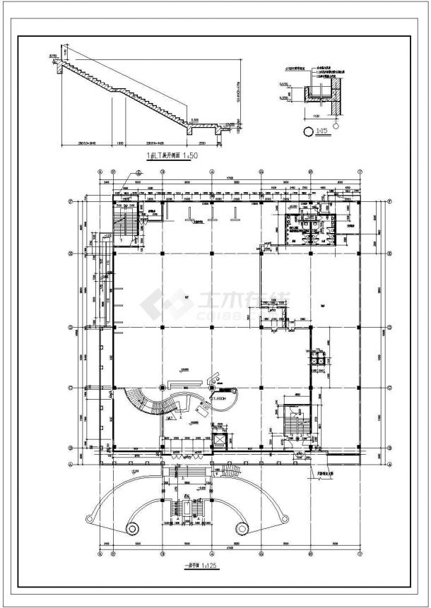 利安达综合办公大楼全套建筑施工设计cad图(含总平面布置图)-图二