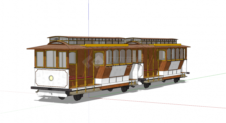 老式华丽木质火车厢su模型-图二