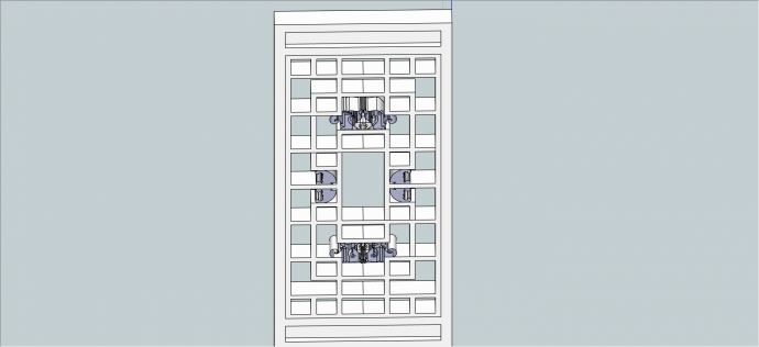中式经典门窗花格方形带花纹su模型_图1