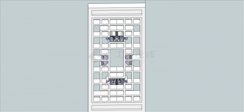 中式经典门窗花格方形带花纹su模型-图一