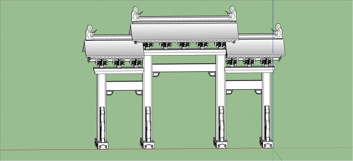 中式古典幸福桥牌坊su模型_图1