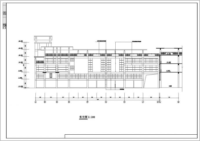 某主体二层局部三层框架结构商业楼设计cad全套建筑施工图（含设计说明）_图1