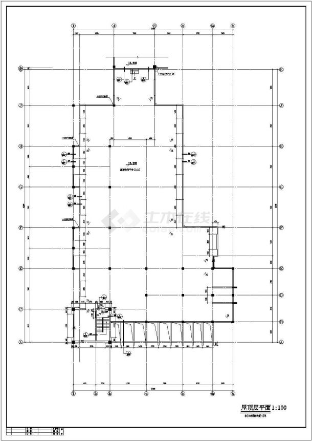某主体二层局部三层框架结构商业楼设计cad全套建筑施工图（含设计说明）-图二