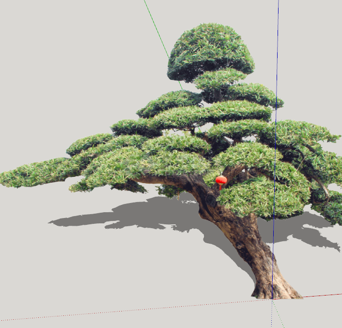绿色褐色造型松树组合 su模型-图一