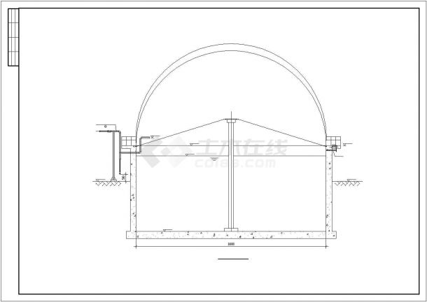 某人畜粪便专业大型沼气池设计施工方案CAD图纸-图一