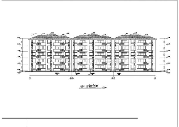 五层三单元不对称户型公寓楼全套建筑施工设计cad图纸-图一