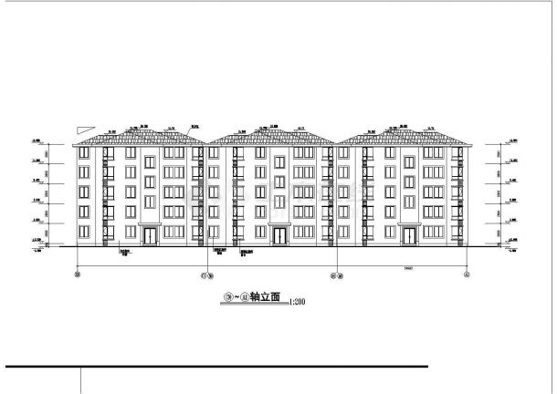 五层三单元不对称户型公寓楼全套建筑施工设计cad图纸-图二