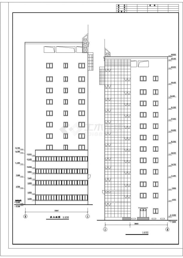 某城区十二层酒店建筑扩初设计施工方案CAD图纸-图一