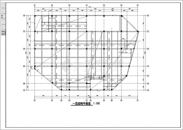 大型商场框架结构CAD参考图-图一