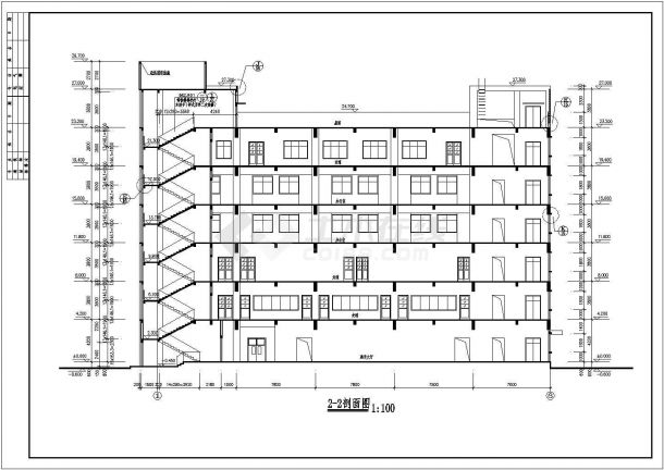 某4340㎡地上六层框架结构办公楼建筑施工CAD图纸-图二
