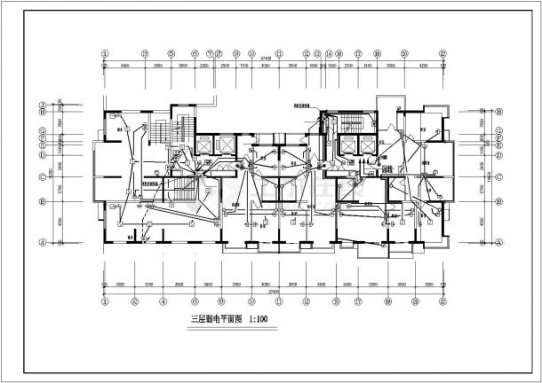 十八层一梯两户框架结构住宅电气设计施工cad图纸，共十九张-图二