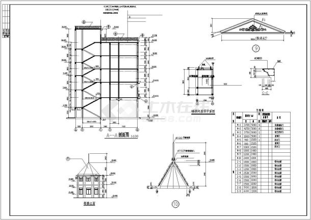 苏州某步行街精品小酒店全套建筑施工cad图(含正立面及大样图)-图二