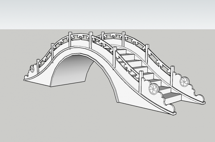 中式仿古建桥梁su模型_图1