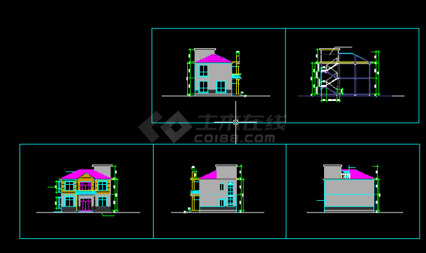 某二层砖混结构独栋别墅设计cad全套建筑施工图（含设计说明，含装修设计，含效果图）-图一
