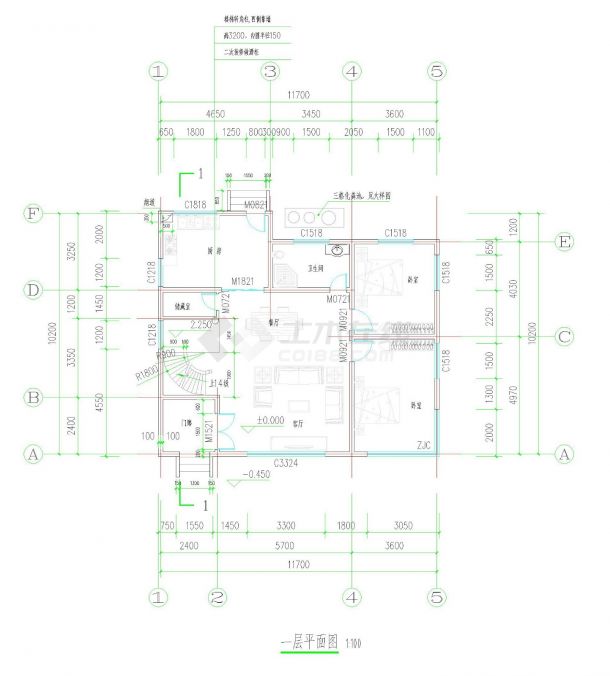 某二层砖混结构新农村独栋别墅（占地面积119.34平方米）设计jpg全套建筑施工图（含设计说明，含效果图）-图二