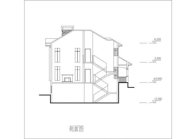 某二层带地下层砖混结构新农村简欧风格独栋别墅设计cad全套建筑施工图（含效果图）_图1