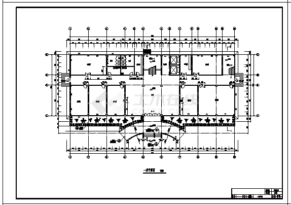 土木工程毕业设计_办公楼设计_5300平方米某五层钢框架结构办公楼建施cad图(含计算书，毕业设计)-图一