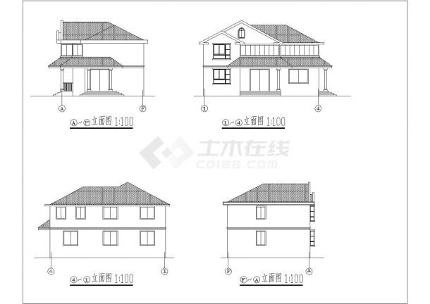 某二层框架结构乡村别墅设计cad建筑方案图纸（带效果图）-图一