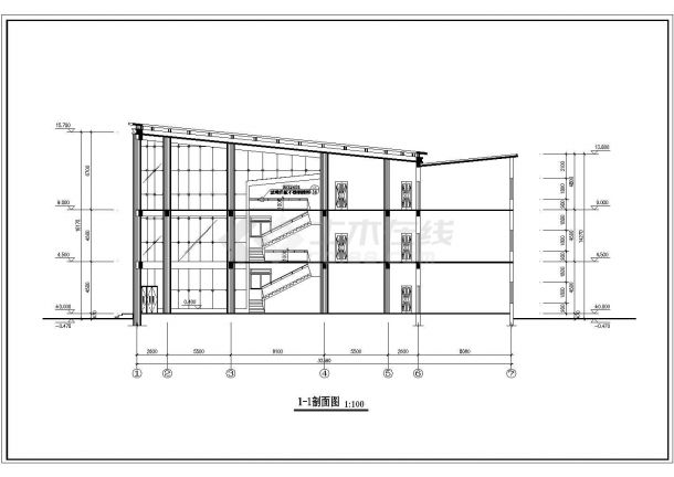 3层柱型高级小区会所建筑设计CAD施工图（含屋顶平面设计）-图一