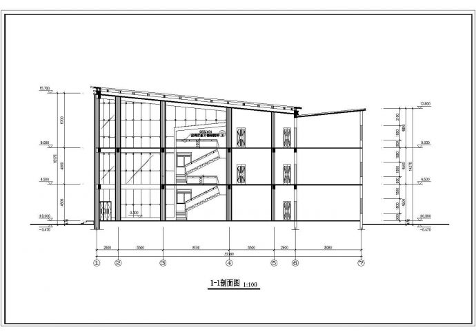 3层柱型高级小区会所建筑设计CAD施工图（含屋顶平面设计）_图1