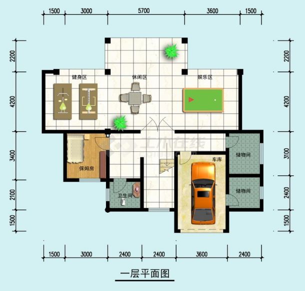 某三层框架结构斜屋顶简欧别墅设计cad建筑平面方案图（含效果图）-图二