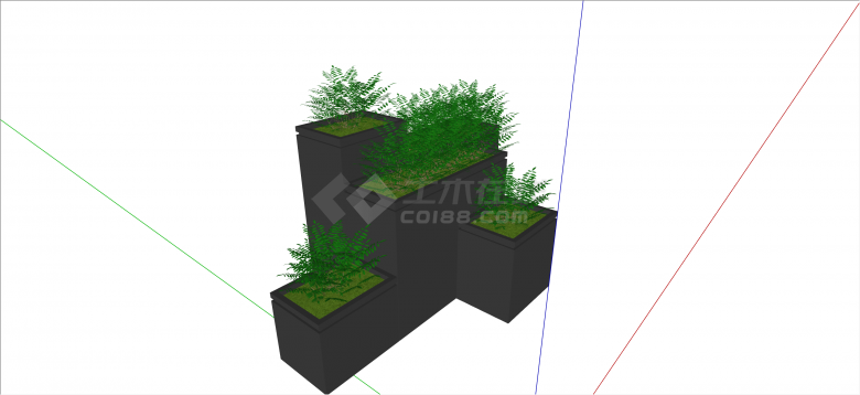 现代黑色造型独特植物花箱 su模型-图二