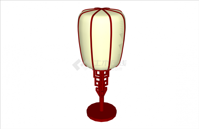 简约木制中式矮灯笼su模型-图二