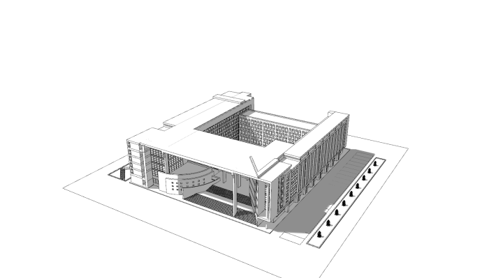 行政办公楼建筑外观su模型_图1