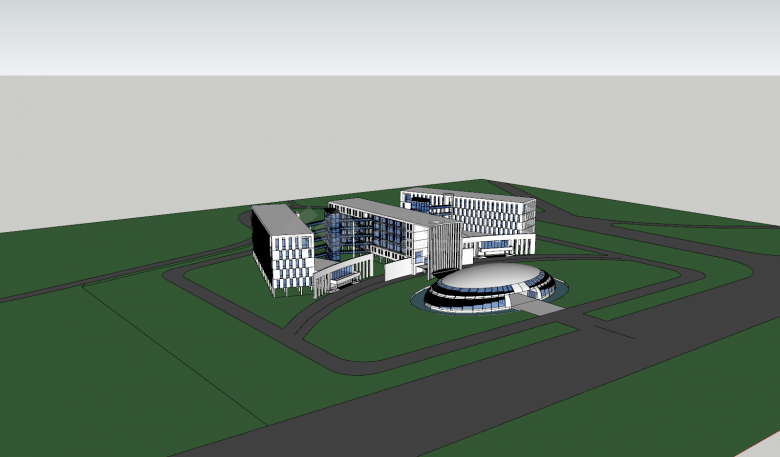 行政办公楼组合建筑su模型-图二