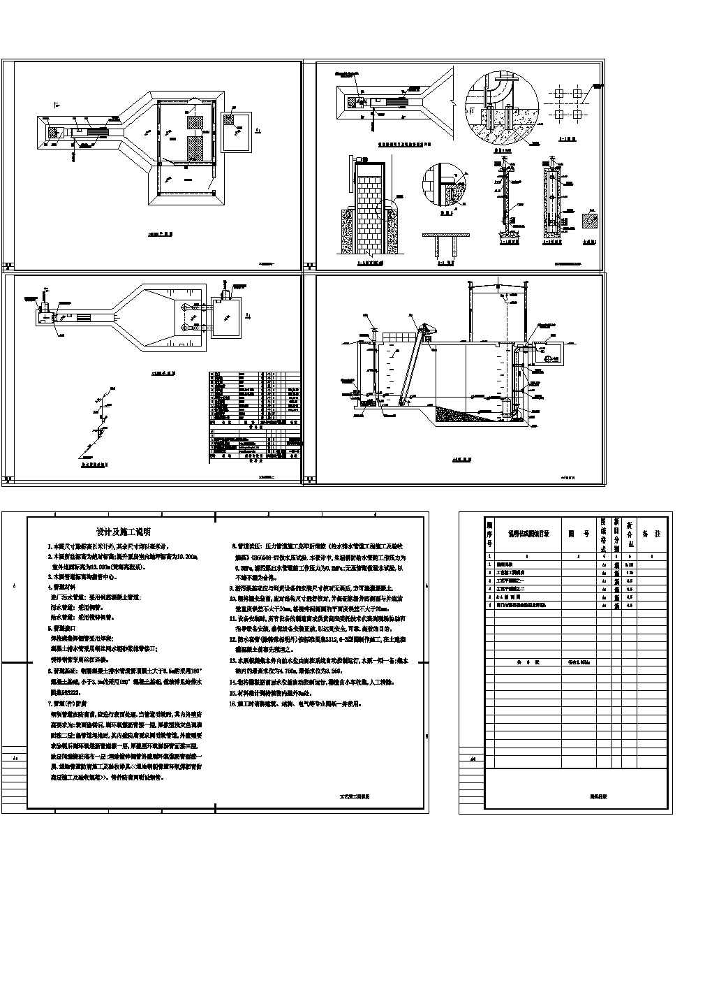 污水提升泵站全套工艺设计施工CAD图纸