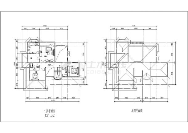 某二层框架结构坡地独栋别墅设计cad全套建施图纸（含效果图）-图二