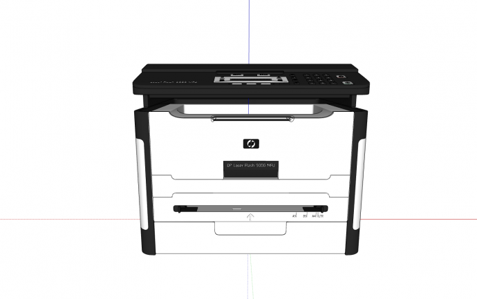 惠普黑白配色打印复印一体机办公器材su模型_图1