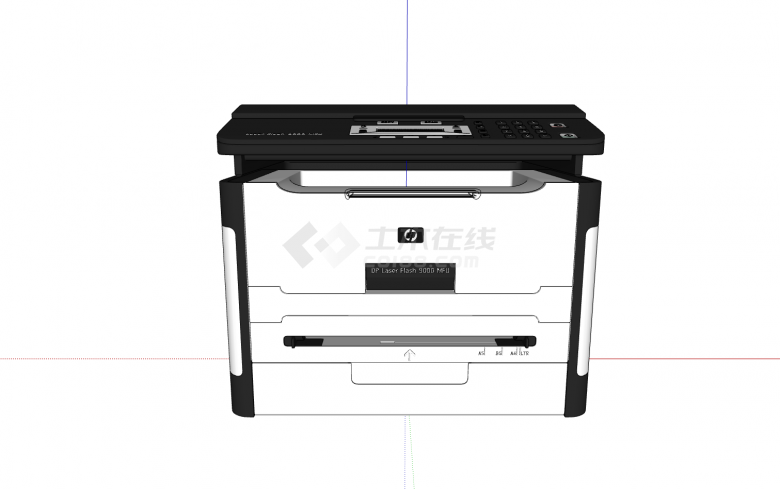 惠普黑白配色打印复印一体机办公器材su模型-图一