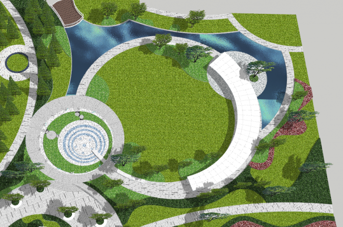 水池小区景观绿化su模型_图1