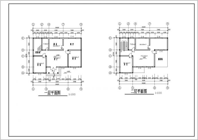 某二层框架结构新农村别墅单体设计cad建筑方案图（含效果图）_图1