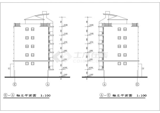 3100平米五层砖混结构住宅楼全套建筑设计CAD图纸（含车库层和储藏室）-图一