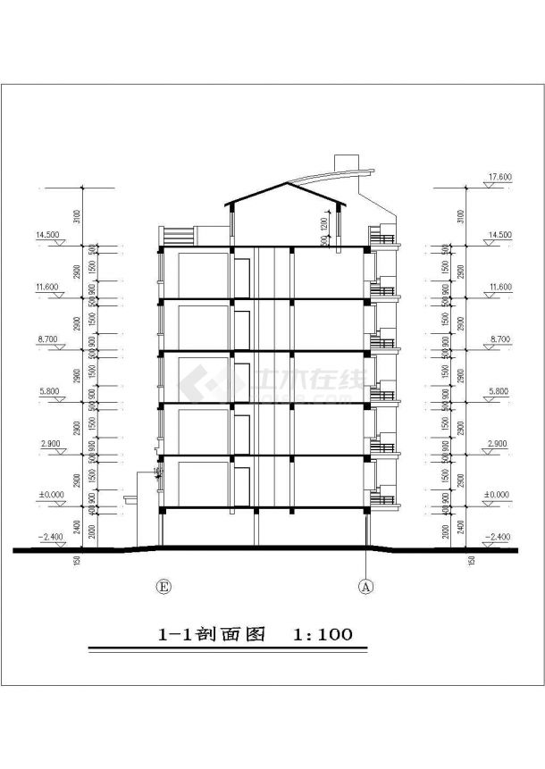3100平米五层砖混结构住宅楼全套建筑设计CAD图纸（含车库层和储藏室）-图二