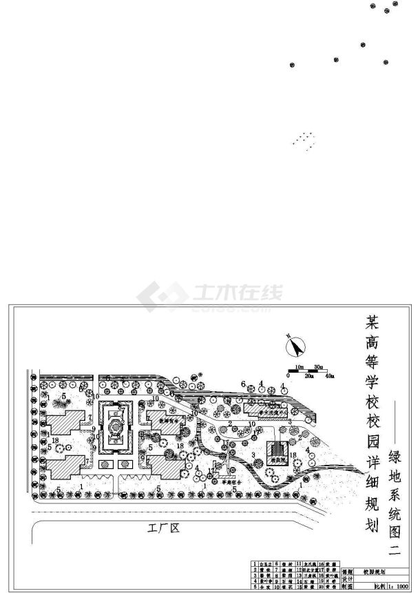 潮州某职业技术学院校园平面绿化设计CAD图纸-图一