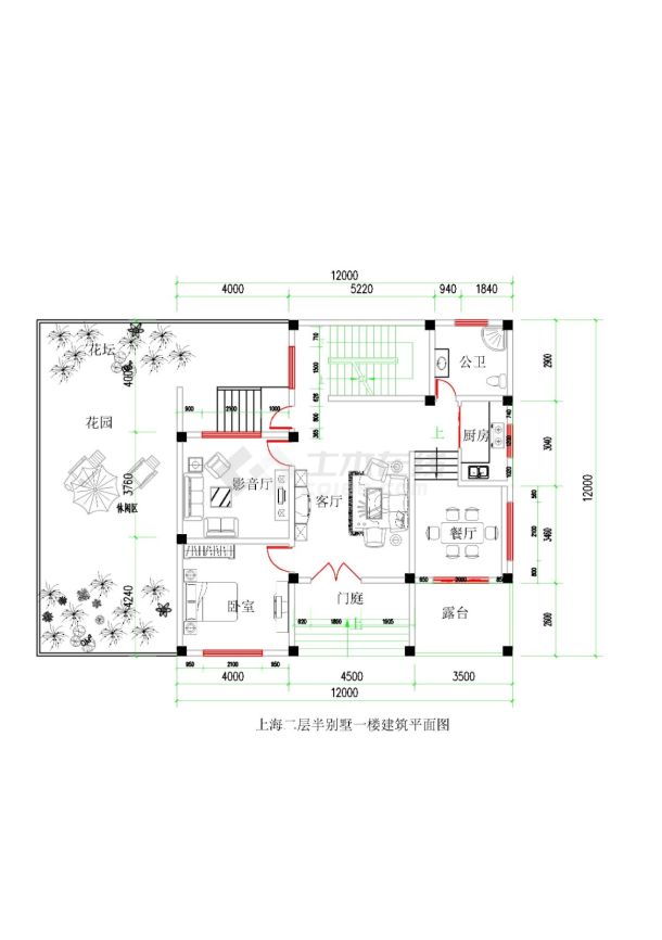 某二层带地下层砖混结构独栋别墅（占地面积144平方米）设计jpg全套建施图（含效果图）-图二