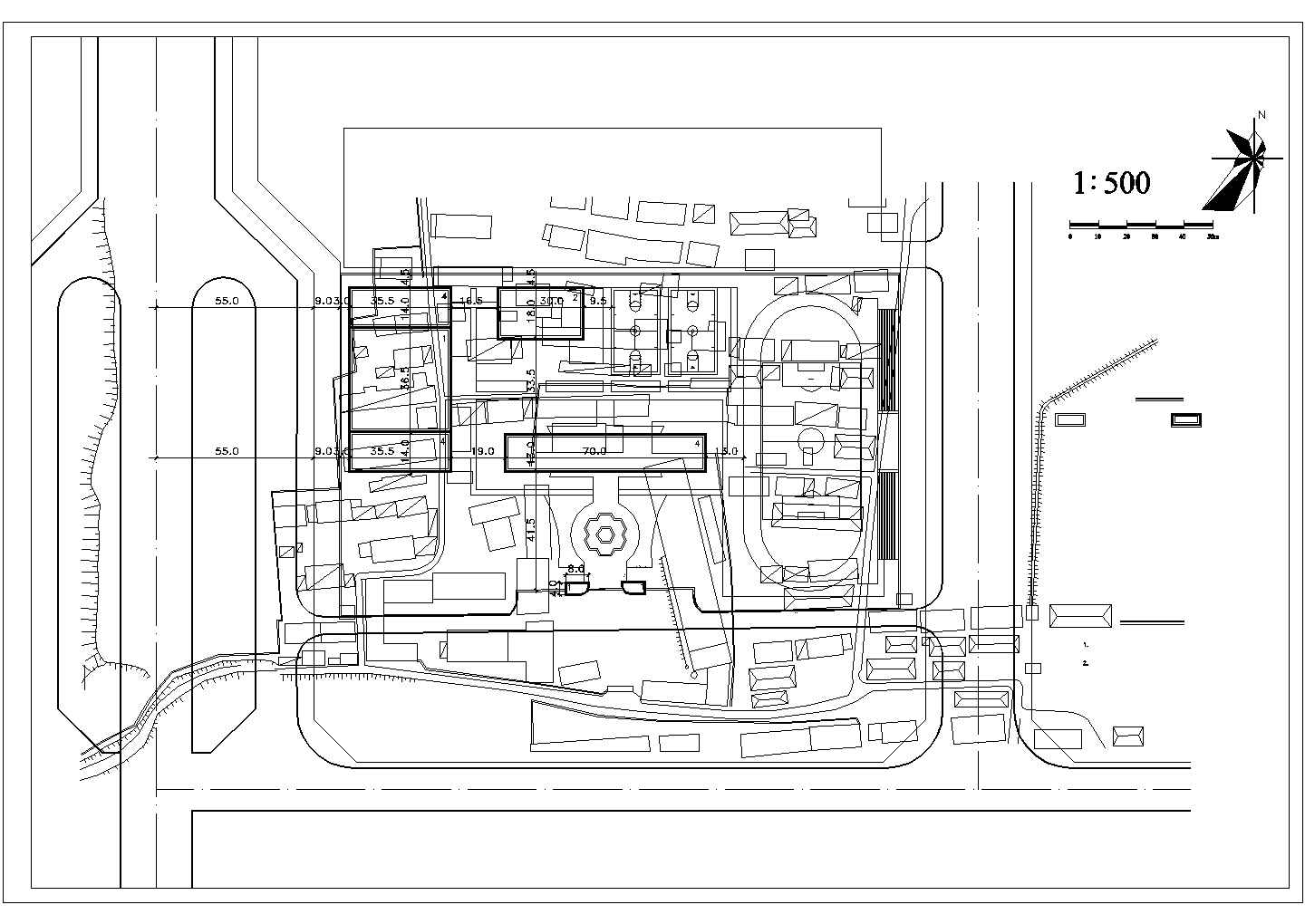 中山市某大学1万平米校区平面绿化规划设计CAD图纸