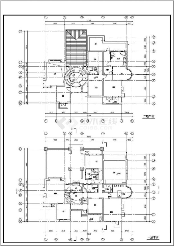 某二层砖混结构单家独院式别墅设计cad全套建施图（含设计说明，含效果图）-图二