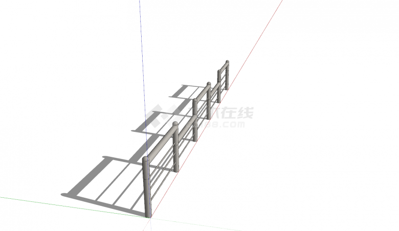 不锈钢栏杆高矮组合su模型-图二