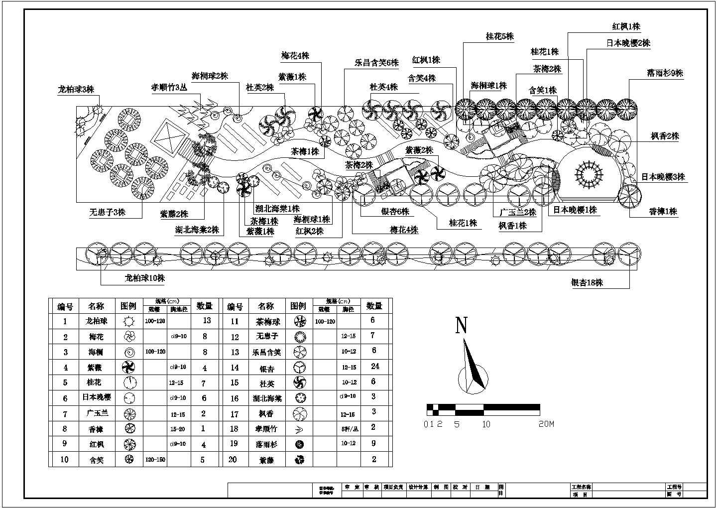 青岛市某职业学院校园平面绿化设计CAD图纸