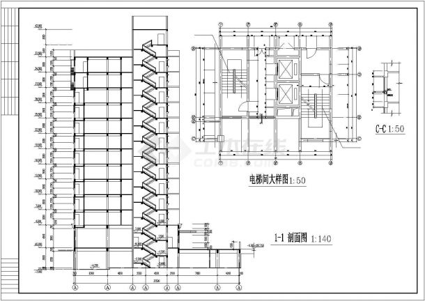 天津市某大学12层学生宿舍楼建筑设计CAD图纸-图二
