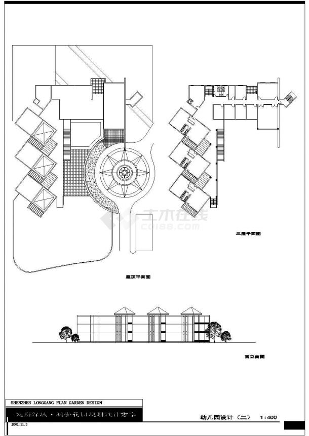 秦皇岛市某社区幼儿园3层教学楼建筑设计CAD图纸-图一