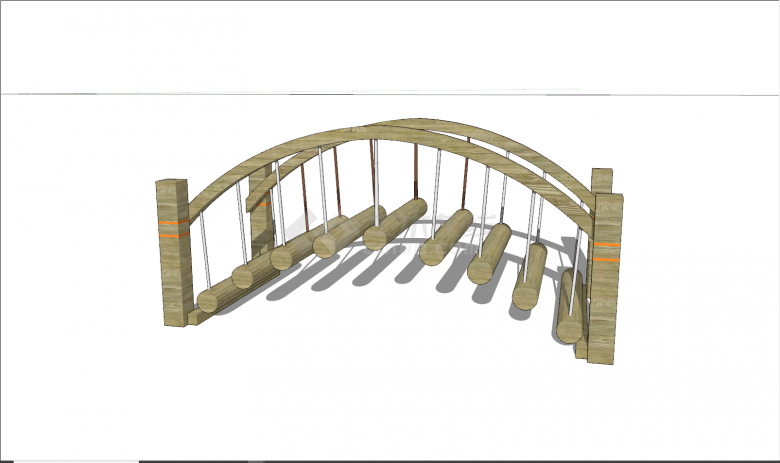 现代木质吊桥游乐设施su模型-图一