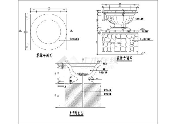 花钵施工设计cad详图-图一
