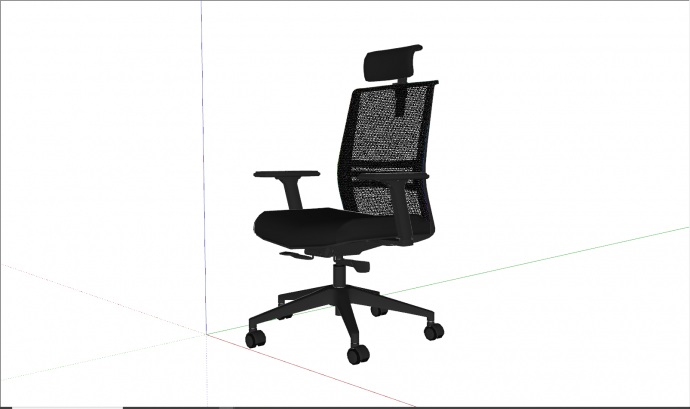 现代黑色可移动转椅椅子su模型_图1